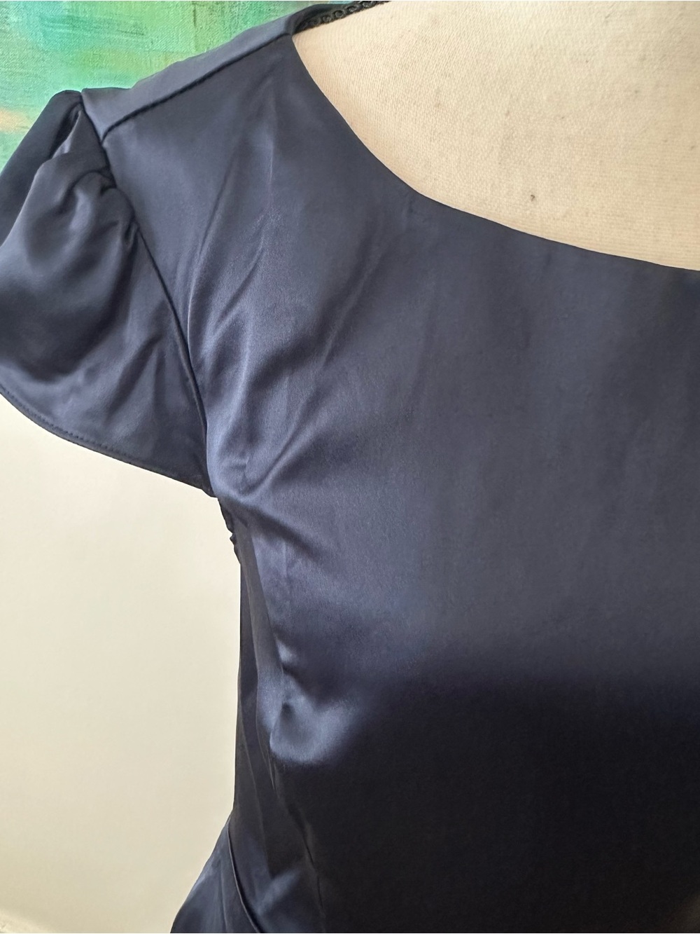 Lulus NWT Celebration Of Romance Navy Satin Back Tie Maxi Dress Gown L - Picture 7 of 15